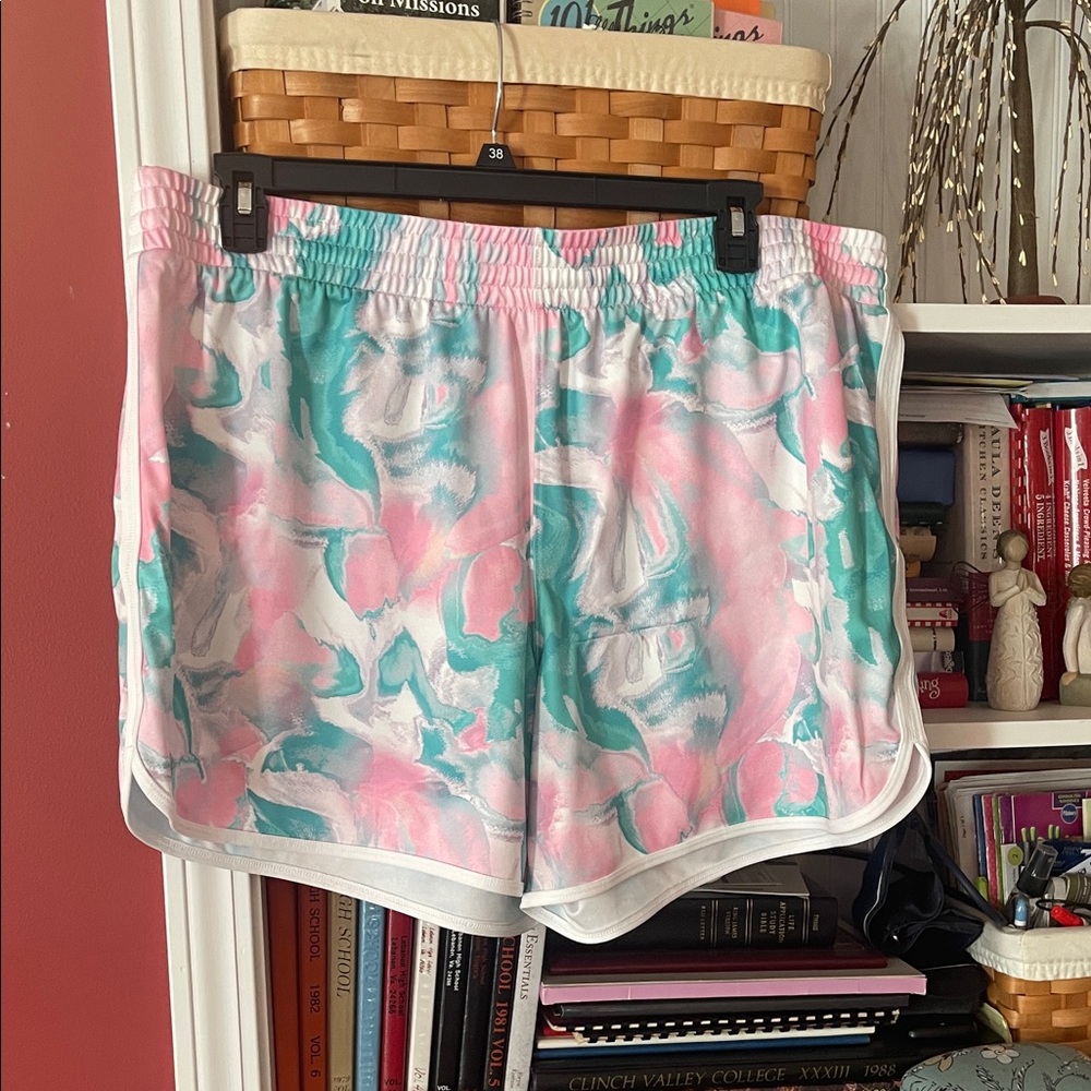 ZELOS Women's Athletic Shorts in Pink and Teal